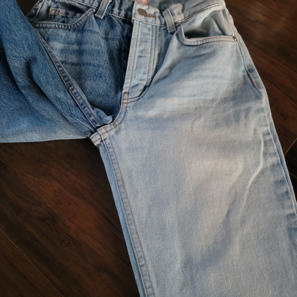 Revice Denim Two Toned High Rise Straight Cut Tall Relaxed Fit Loose Jeans Sz 24 - Picture 4 of 14